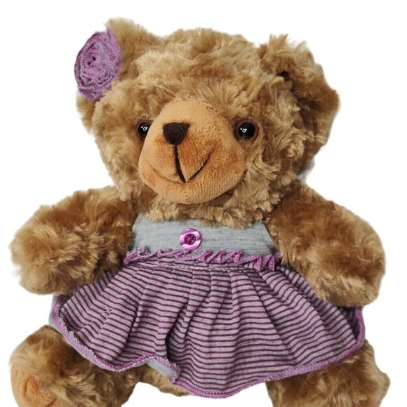 Unbranded Brown Teddy Bear Removable Dress Stuffed Animal Plush Soft Toy 9 in - Picture 2 of 6
